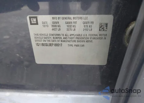 2014 Chevrolet Malibu 1Ls from USA, damaged, VIN 1G11B5SL0EF188017